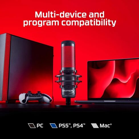 HyperX Cloud Alpha - سماعة ألعاب، برامج تشغيل مزدوجة الغرفة - أحمر وQuadCast - ميكروفون ألعاب بمكثف USB، لأجهزة الكمبيوتر الشخصية وأجهزة PS4 وMac، حامل مضاد للاهتزاز، أربعة أنماط قطبية - أسود in Saudi Arabia