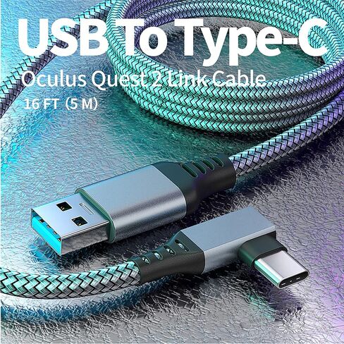 كابل وصلة Smasener بطول 16 قدم لـ Oculus/Meta Quest 2/1 وPC/Steam VR، USB مضفر 3.2 A إلى C متوافق مع كابل وصلة Oculus Quest 2، نقل بيانات الكمبيوتر عالي السرعة، شحن سريع لسماعات VR in Kuwait