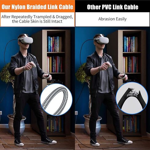 كابل وصلة Smasener بطول 16 قدم لـ Oculus/Meta Quest 2/1 وPC/Steam VR، USB مضفر 3.2 A إلى C متوافق مع كابل وصلة Oculus Quest 2، نقل بيانات الكمبيوتر عالي السرعة، شحن سريع لسماعات VR in Kuwait