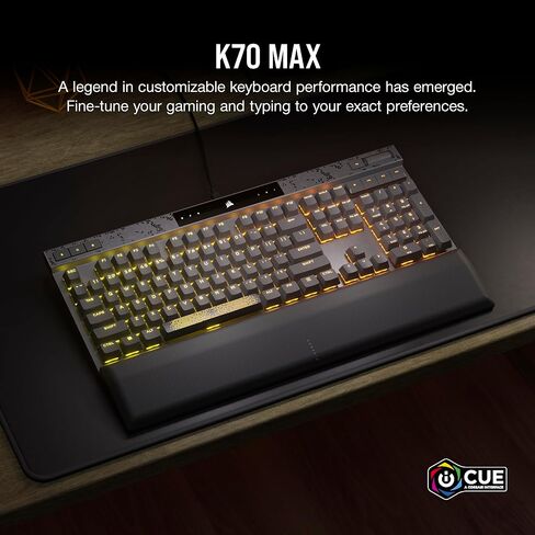 Corsair K70 MAX RGB Magnetic-Mechanical Wired Gaming Keyboard - Adjustable Actuation MGX Switches - PBT Double-Shot Keycaps - iCUE Compatible - QWERTY NA Layout - Steel Gray in Saudi Arabia