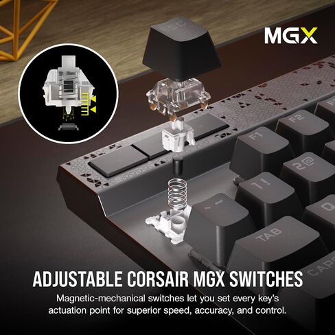 Corsair K70 MAX RGB Magnetic-Mechanical Wired Gaming Keyboard - Adjustable Actuation MGX Switches - PBT Double-Shot Keycaps - iCUE Compatible - QWERTY NA Layout - Steel Gray in Saudi Arabia