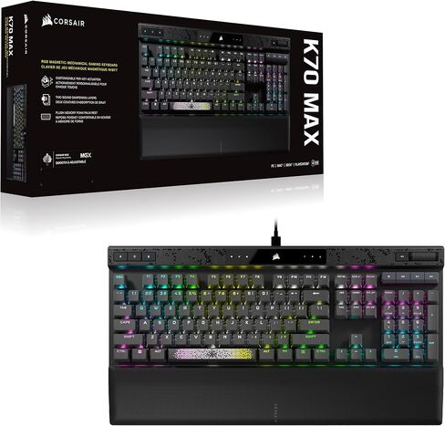 Corsair K70 MAX RGB Magnetic-Mechanical Wired Gaming Keyboard - Adjustable Actuation MGX Switches - PBT Double-Shot Keycaps - iCUE Compatible - QWERTY NA Layout - Steel Gray in Saudi Arabia