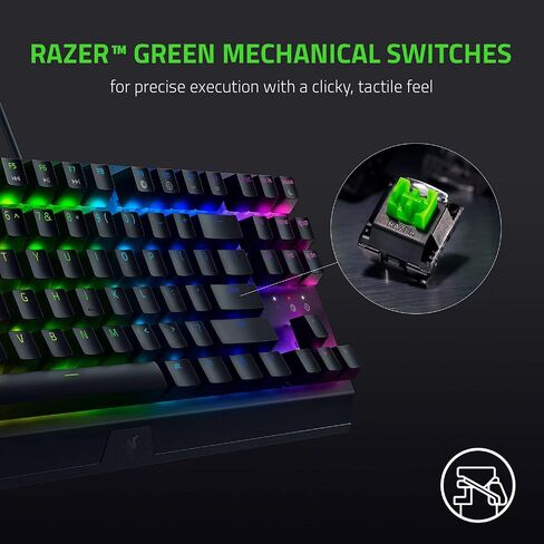 لوحة مفاتيح الألعاب الميكانيكية Razer BlackWidow V3 TKL، مفاتيح صفراء، أسود | المفاتيح الميكانيكية الخطية والصامتة، وإضاءة Chroma RGB، وعامل الشكل المدمج، ووحدات الماكرو القابلة للبرمجة in Kuwait