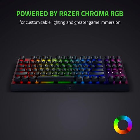 لوحة مفاتيح الألعاب الميكانيكية Razer BlackWidow V3 TKL، مفاتيح صفراء، أسود | المفاتيح الميكانيكية الخطية والصامتة، وإضاءة Chroma RGB، وعامل الشكل المدمج، ووحدات الماكرو القابلة للبرمجة in Kuwait