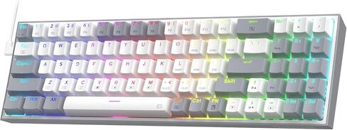 Redragon K628 Pollux 75% لوحة مفاتيح سلكية للألعاب RGB، 78 مفتاحًا لوحة مفاتيح ميكانيكية مدمجة مع مقبس قابل للتبديل بنسبة 100%، لوحة PCB مثبتة على لوحة تعديل مجانية ومفاتيح أسهم مخصصة، مفتاح أحمر هادئ in Kuwait