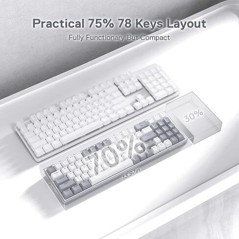 Redragon K628 Pollux 75% لوحة مفاتيح سلكية للألعاب RGB، 78 مفتاحًا لوحة مفاتيح ميكانيكية مدمجة مع مقبس قابل للتبديل بنسبة 100%، لوحة PCB مثبتة على لوحة تعديل مجانية ومفاتيح أسهم مخصصة، مفتاح أحمر هادئ in Kuwait