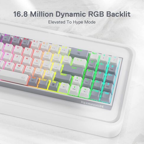 Redragon K628 Pollux 75% لوحة مفاتيح سلكية للألعاب RGB، 78 مفتاحًا لوحة مفاتيح ميكانيكية مدمجة مع مقبس قابل للتبديل بنسبة 100%، لوحة PCB مثبتة على لوحة تعديل مجانية ومفاتيح أسهم مخصصة، مفتاح أحمر هادئ in Kuwait