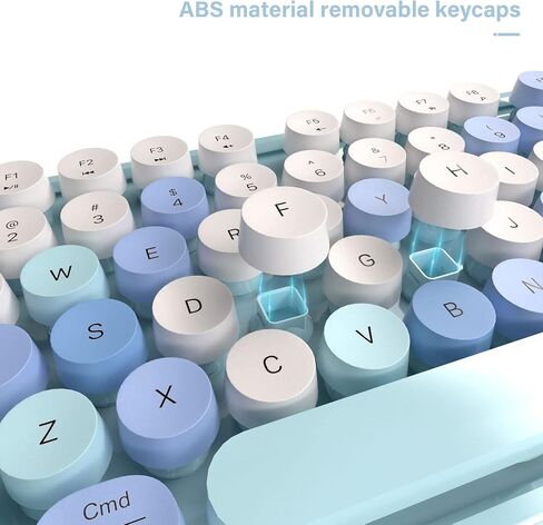 UBOTIE Colorful Wireless Keyboard and Mouse Combo (Green-White) | Retro Typewriter Floating Full-Sized Keys Computer Keyboard with Optical Mouse, 2.4GHz USB Connection for Windows Mac in Kuwait