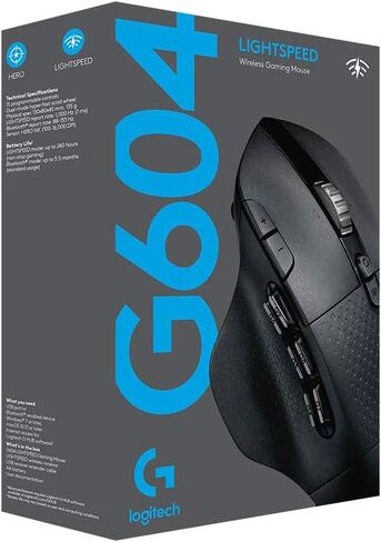 Logitech G604 LIGHTSPEED Gaming Mouse with 15 programmable controls, up to 240 hour battery life, dual wireless connectivity modes, hyper-fast scroll wheel - Black in Saudi Arabia