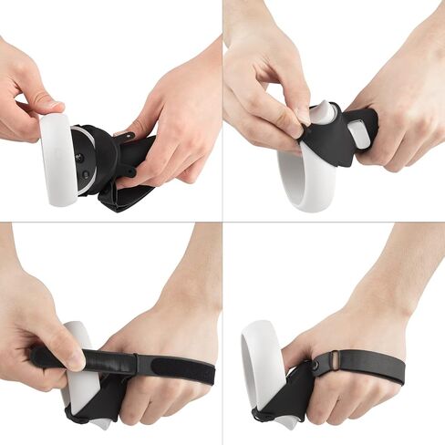 Geekria Touch Controller Grip Cover Compatible with Mate/Oculus Quest 2, VR Anti-Throw Handle Grip Silicone Sleeve with Adjustable Hand Strap, Controller Caps (Black) in Saudi Arabia