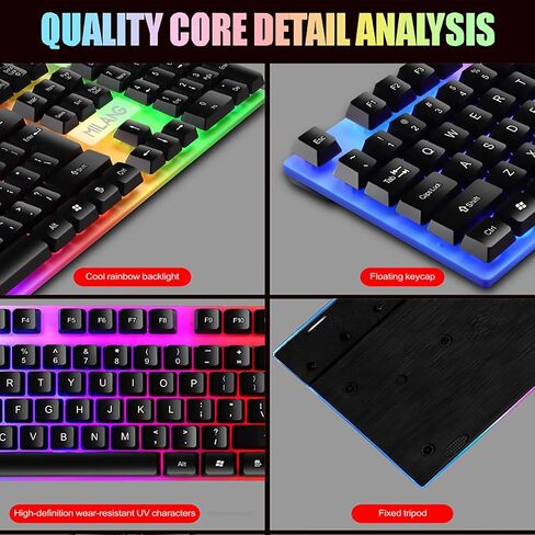 لوحة مفاتيح ألعاب ميكانيكية سلكية من AXRIS، لوحة مفاتيح ألعاب USB RGB بإضاءة خلفية مدمجة للغاية 104 مفاتيح، مريحة لسلسلة PS، سطح المكتب، الكمبيوتر الشخصي (أسود) in Kuwait