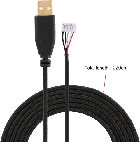 كيبل ماوس العاب USB بديل بطول 2.2 متر/ 7.22 قدم لماوس ريزر ناجا 2014، المادة: اسود in Saudi Arabia