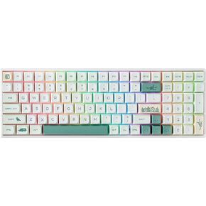 BOYI TK96 RGB لوحة مفاتيح Matcha لاسلكية قابلة للتبديل السريع، 2.4 جيجا هرتز/بلوتوث 5.0/لوحة مفاتيح سلكية N-Key Rollover مخصص Gateron Yellow Switch مريح كامل الحجم لوحة مفاتيح خضراء للألعاب in Kuwait