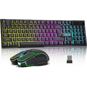 75% Mechanical Gaming Keyboard and Mouse, CHONCHOW TKL 87 Keys Blue Switche RGB Rainbow Backlit Keyboard 4200DPI Mouse Combo for Windows Laptop PC Gamer (Green)