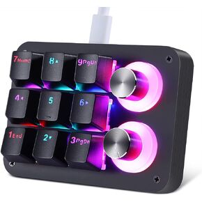 Koolertron Mechanical Numpad Macro Keyboard with 2 Knobs, 9-Key Numeric Keypad LED Backlit Gaming Keyboard, Fully Programmable Number Pad Keyboard in Kuwait