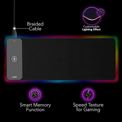 لوحة ماوس ألعاب NEEGO RGB، لوحة ماوس كبيرة ناعمة LED مع إضاءة قابلة للتعديل، وظيفة الذاكرة الذكية، شحن لاسلكي، قاعدة مطاطية مضادة للانزلاق، حصيرة ماوس لوحة مفاتيح الكمبيوتر 31.5 × 12 بوصة in Saudi Arabia