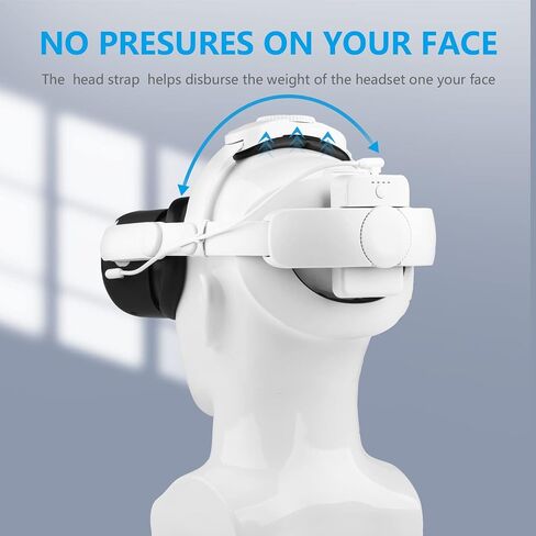 Head Strap with Battery for Oculus Quest 2, 7500mAh Extend 7hrs Playtime, Adjustable Comfort Elite Head Strap Replacement, Lightweight Design and Enhanced Support in VR for Oculus/Meta Quest 2 in Saudi Arabia
