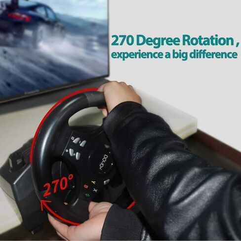 DOYO PC Racing Wheel, XBOX 360 Steering Wheel, 270 Degree Driving Force Sim Gaming Steering Wheel with Responsive Gear and Pedals for Racing Game PC/PS3/PS4/XBOX ONE/XBOX 360/Nintendo Switch/Android in Kuwait