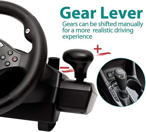 DOYO PC Racing Wheel, XBOX 360 Steering Wheel, 270 Degree Driving Force Sim Gaming Steering Wheel with Responsive Gear and Pedals for Racing Game PC/PS3/PS4/XBOX ONE/XBOX 360/Nintendo Switch/Android in Kuwait