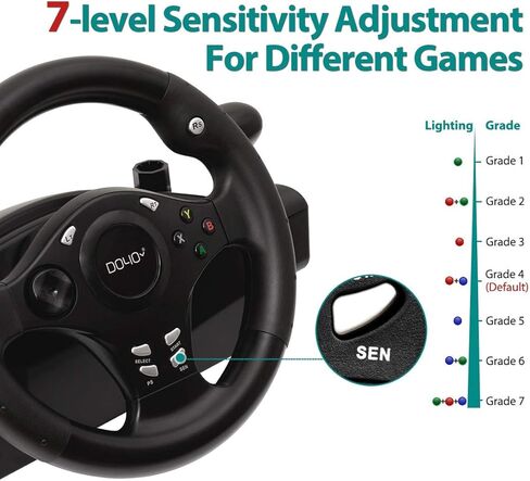 DOYO PC Racing Wheel, XBOX 360 Steering Wheel, 270 Degree Driving Force Sim Gaming Steering Wheel with Responsive Gear and Pedals for Racing Game PC/PS3/PS4/XBOX ONE/XBOX 360/Nintendo Switch/Android in Kuwait