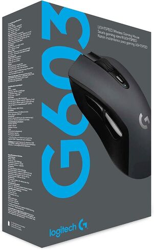 Logitech G603 Lightspeed Wireless Gaming Mouse, Hero Sensor, 12000 DPI, Lightweight, 6 Programmable Buttons, 500h Battery Life, On-Board Memory, PC/Mac - Black in Kuwait