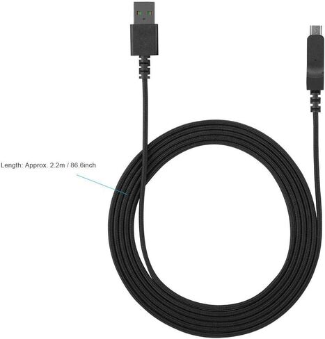ويندري كيبل ماوس، كيبل USB عالي الجودة سريع النقل/ماوس العاب لاسلكي بديل لرايزر لانس هيد، اسود in Saudi Arabia