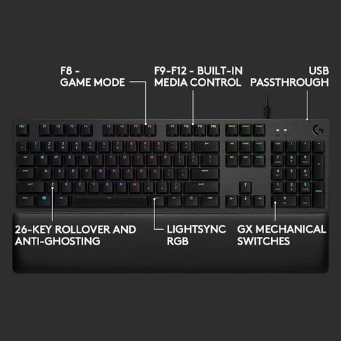 Logitech G513 Carbon LIGHTSYNC RGB Mechanical Gaming Keyboard with GX Brown Switches - Tactile in Saudi Arabia