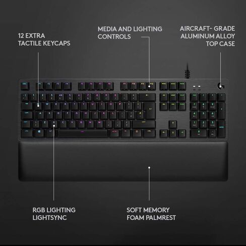 Logitech G513 Carbon LIGHTSYNC RGB Mechanical Gaming Keyboard with GX Brown Switches - Tactile in Kuwait