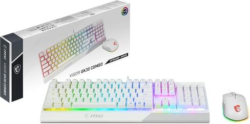 MSI Vigor GK30 Combo White, 6-Zone RGB GK30 Gaming Keyboard & GM11 Gaming Mouse, Water Repellent & Splash-Proof, 5000 DPI in Saudi Arabia