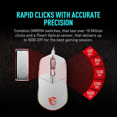 MSI Vigor GK30 Combo White, 6-Zone RGB GK30 Gaming Keyboard & GM11 Gaming Mouse, Water Repellent & Splash-Proof, 5000 DPI in Saudi Arabia
