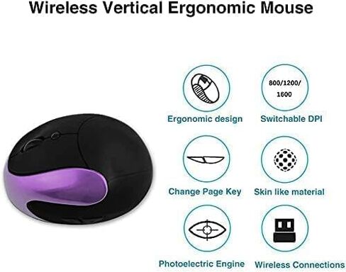 Ergonomic Mouse, 2.4G Optical Wireless Vertical Mouse with 6 Buttons - 3 Adjustable DPI 800/1200/1600 for Laptop, PC, Computer, Desktop, Notebook etc, Specially for Right-handers in Kuwait