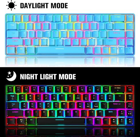 60% Mechanical Gaming Keyboard Mini 68 Keys Wired Type C 18 RGB Backlight Effects,Lightweight RGB 6400DPI Honeycomb Mouse,Large Mouse Pad Compatible With PS4,Xbox,PC,Laptop,MAC (black/blue switch) in Saudi Arabia