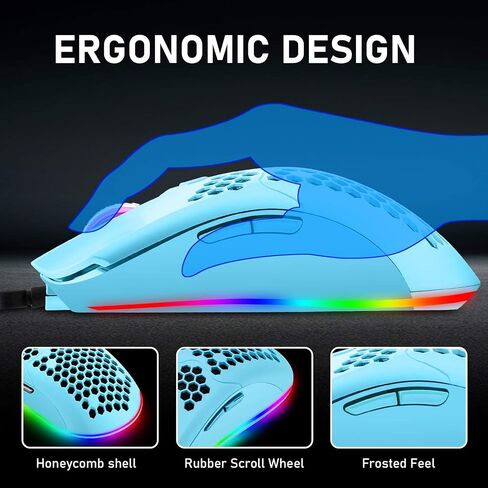60% Mechanical Gaming Keyboard Mini 68 Keys Wired Type C 18 RGB Backlight Effects,Lightweight RGB 6400DPI Honeycomb Mouse,Large Mouse Pad Compatible With PS4,Xbox,PC,Laptop,MAC (black/blue switch) in Saudi Arabia