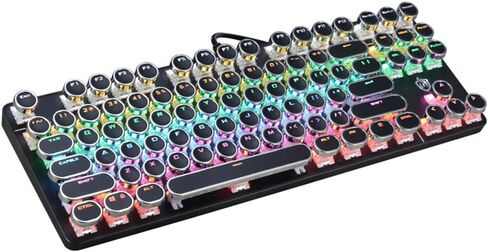 K917 RGB Mechanical Gaming Keyboard 87Key Retro Keyboard-Blue Switch-LED Backlit- Round Keycaps Anti-Ghosting Mechanical Illuminated Keyboard for PC Gaming and MAC (Classic-Black) in Saudi Arabia