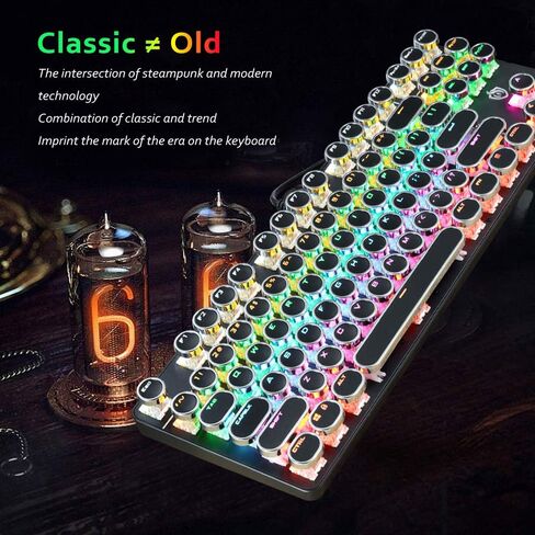 K917 RGB Mechanical Gaming Keyboard 87Key Retro Keyboard-Blue Switch-LED Backlit- Round Keycaps Anti-Ghosting Mechanical Illuminated Keyboard for PC Gaming and MAC (Classic-Black) in Saudi Arabia