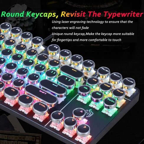 K917 RGB Mechanical Gaming Keyboard 87Key Retro Keyboard-Blue Switch-LED Backlit- Round Keycaps Anti-Ghosting Mechanical Illuminated Keyboard for PC Gaming and MAC (Classic-Black) in Saudi Arabia