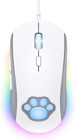 Cat Paw RGB Gaming Mouse, Silent Optical Computer Mice USB Wired with 6 Adjustable DPI Up to 7200, RGB Lighting, 6 Programmable Buttons for Windows/Vista/Linux (Pink) in Saudi Arabia