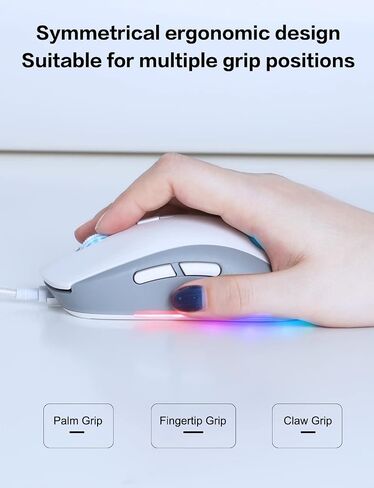 Cat Paw RGB Gaming Mouse, Silent Optical Computer Mice USB Wired with 6 Adjustable DPI Up to 7200, RGB Lighting, 6 Programmable Buttons for Windows/Vista/Linux (Pink) in Saudi Arabia