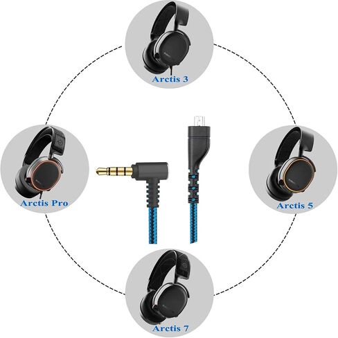 كابل صوت بديل مطور من Vcddom لـ SteelSeries Arctis 3، Arctis 5، Arctis 7، Arctis Pro Wireless، Arctis Pro Gaming Headphone 2m/6.5 قدم in Kuwait