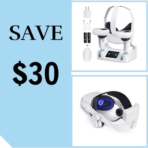 Alcopanda 1 * حزام رأس سماعة الرأس مع بطارية + قاعدة شحن لـ Quest 2 in Kuwait