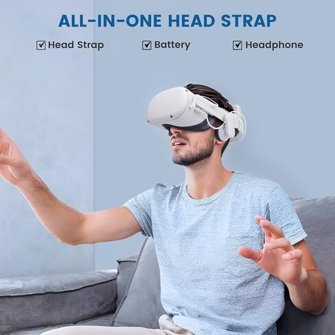 Alcopanda 1 * حزام رأس سماعة الرأس مع بطارية + قاعدة شحن لـ Quest 2 in Kuwait