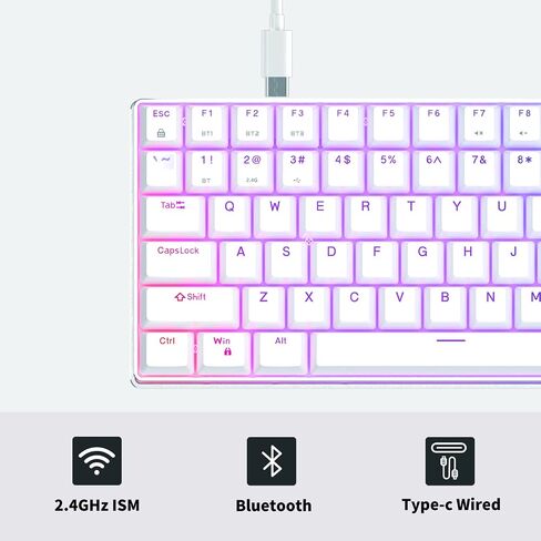 AK61 Hot-Swappable Mechanical Keyboard with CNC Aluminum Case, RGB Wireless/Wired Gaming Keyboard, Double Shot Keycaps,2000mAh Battery（Gateron Yellow Switch） in Saudi Arabia