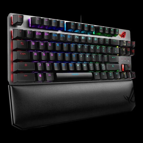 اسس كيبورد العاب ميكانيكي روج ستريكس سكوب تي كيه ال ديلوكس 80% RGB بمفاتيح شيري ام اكس حمراء واغطية مفاتيح ABS وكيبل قابل للفصل ومفتاح تحكم أوسع ومفتاح ستيلث ومسند معصم ودعم ماكرو - اسود in Kuwait