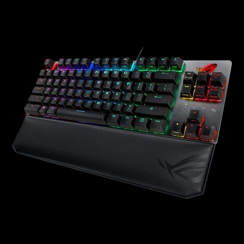 اسس كيبورد العاب ميكانيكي روج ستريكس سكوب تي كيه ال ديلوكس 80% RGB بمفاتيح شيري ام اكس حمراء واغطية مفاتيح ABS وكيبل قابل للفصل ومفتاح تحكم أوسع ومفتاح ستيلث ومسند معصم ودعم ماكرو - اسود in Kuwait