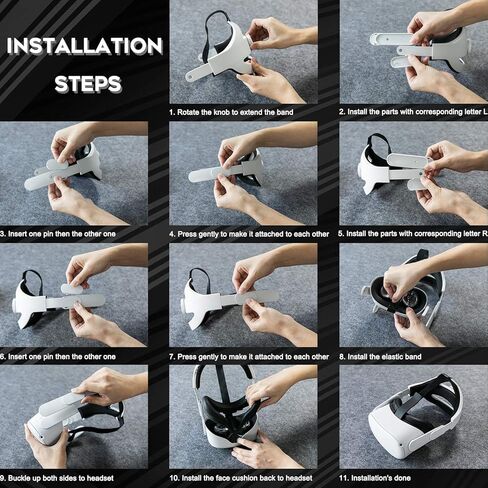 شريط راس الواقع الافتراضي من ايرمورجين متوافق مع اوكيولوس كويست 2، بديل لحزام اليت، حزام الراس القابل للتعديل مع تصميم عقدة الساعة مضادة للانزلاق، مع رأس مبطن in Kuwait