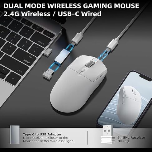 A.Jazz AJ139 G Pro 59g Ultralight Dual Mode Wireless Gaming Mouse(Black) in Kuwait