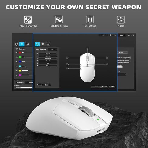 A.Jazz AJ139 G Pro 59g Ultralight Dual Mode Wireless Gaming Mouse(Black) in Kuwait