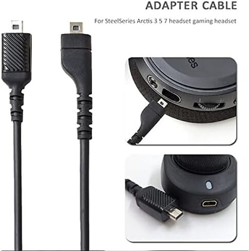 Adhiper Replacement Sound Card Audio Cable Sound Card Adapter Cable Compatible for SteelSeries Arctis 3 Arctis 5 Arctis 7 Gaming Headset with 3.5mm Adapter Cable（Black/1.5M） in Saudi Arabia