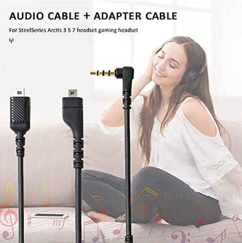 Adhiper Replacement Sound Card Audio Cable Sound Card Adapter Cable Compatible for SteelSeries Arctis 3 Arctis 5 Arctis 7 Gaming Headset with 3.5mm Adapter Cable（Black/1.5M） in Saudi Arabia