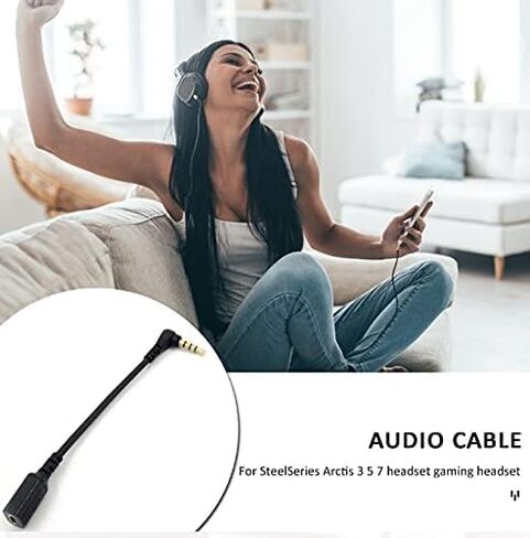Adhiper Replacement Sound Card Audio Cable Sound Card Adapter Cable Compatible for SteelSeries Arctis 3 Arctis 5 Arctis 7 Gaming Headset with 3.5mm Adapter Cable（Black/1.5M） in Saudi Arabia